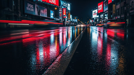 Night view of a city street.