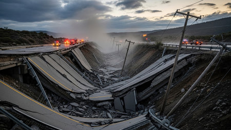 A view of a road construction site.の写真素材