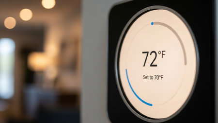 close up of air conditioner control panel in modern living room.