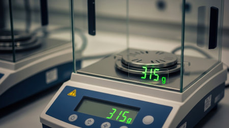 Close-up of electronic scales for measuring the weight of the food