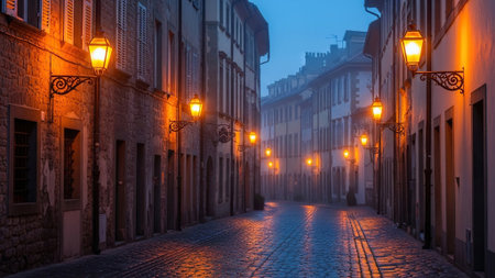 Fantasy landscape with snow-capped mountains.の写真素材