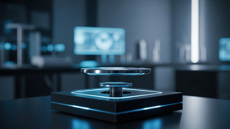 3D rendering of a medical equipment on a black table in a laboratory