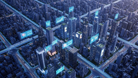 Aerial view of skyscrapers and high-rise buildings in Shanghai, China