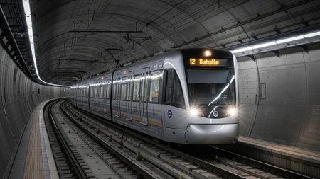 Modern metro train in Barcelona, Spain.