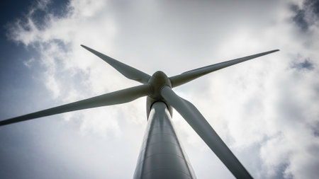 An image of windturbine generator in a windmill farm