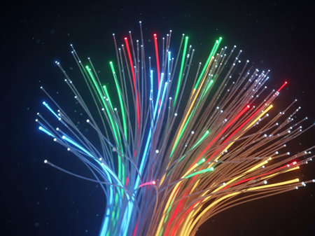 Fiber optical network cable, computer generated abstract background, 3D rendering