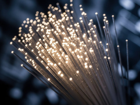 Fiber optical network cable close-up. Selective focus.