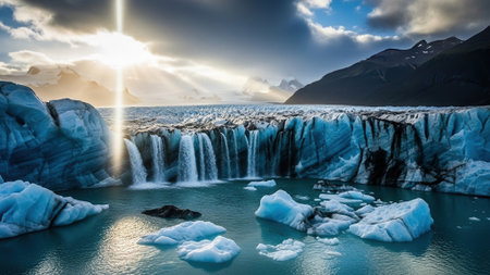 Glacier lagoon in Iceland. Panoramic view.