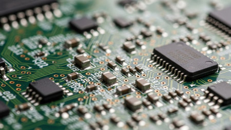 Electronic circuit board close up. Technology background. Electronic circuit board.
