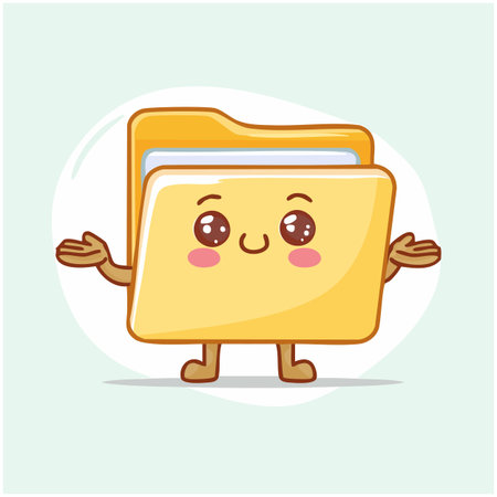 Folder character design. Cute folder character design. Folder icon vectorのイラスト素材