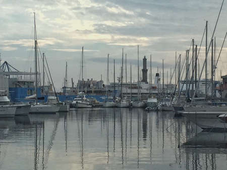 The Lantern is the oldest lighthouse still in service in the world. Located in Genoa, Italy, it is the symbol of the town.の素材