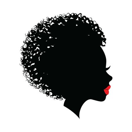 Fashion side portrait of an afro american girlのイラスト素材