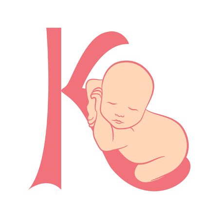 baby on K logo icon monogram for diapers or food baby businessのイラスト素材