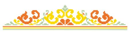 floral decorative elements mosaic decorative border embroidery Hungarian and Romanian pixel pattern borders for cross-stitchのイラスト素材