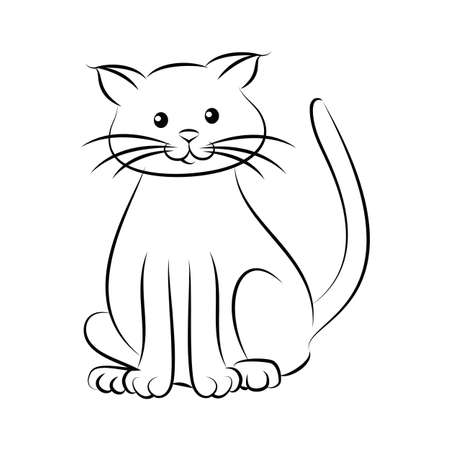 Cartoon adorable cute cat silhouette shapes coloring page vector icon illustration design logoのイラスト素材