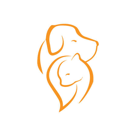 Cat and dog icon Vector of a dog and cat design on white background. Petshop. Animal Icon.のイラスト素材