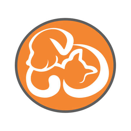 Vector of a dog and cat design on white background. Petshop. Animal Icon.のイラスト素材