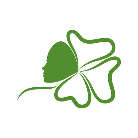 clover with face green for cosmetics or beauty salonのイラスト素材
