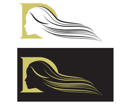 Girl silhouette in D monogramのイラスト素材