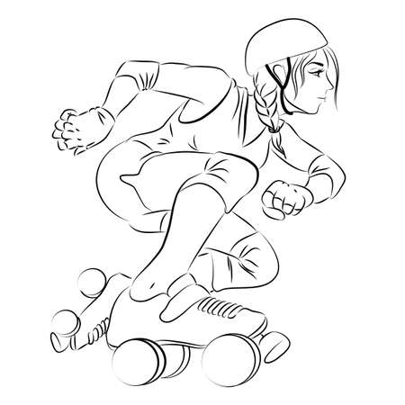 Roller Derby Girl Vector illustration of a roller derby girl drawing girl roller skate activityのイラスト素材