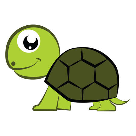 vector illustration of a cute cartoon baby tortoise line drawing coloring page for kids or mascot...