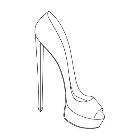 Line drawing high heel shoe  logo design vector icon illustration , sexy lady accessoryのイラスト素材