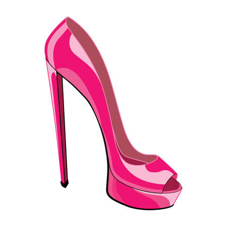 glossy and shiny pink high heel shoeのイラスト素材