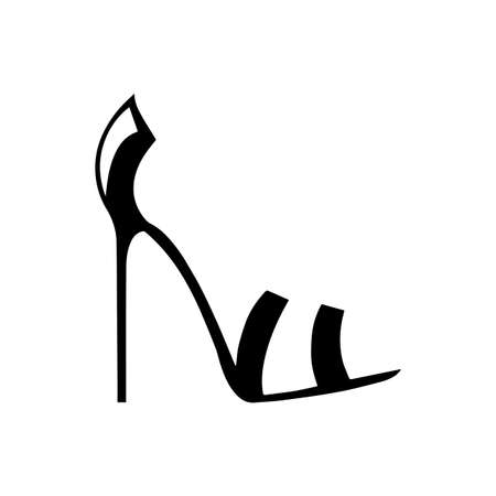 black icon sandal vector Woman high heel sandal icon vector illustrationのイラスト素材