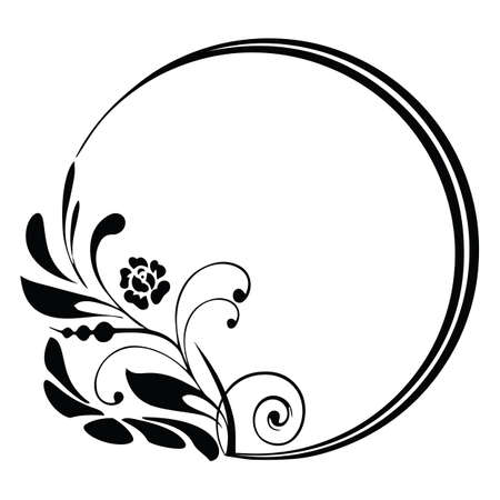 vintage round floral frame border,  Vector illustration of round decorative frameのイラスト素材