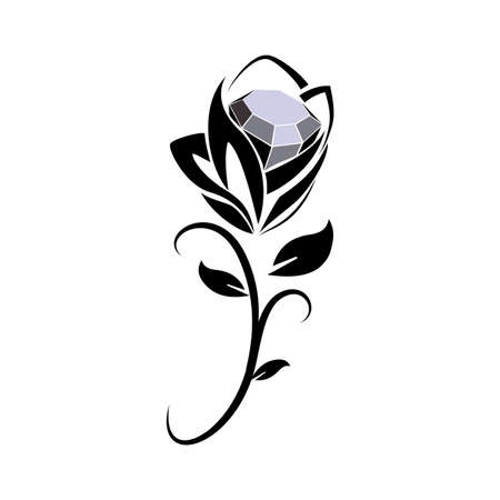 black diamond rose iconのイラスト素材