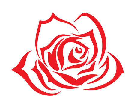 red rose flower  graphic tattoo line art design symbol stylized vector illustrator decorativeのイラスト素材