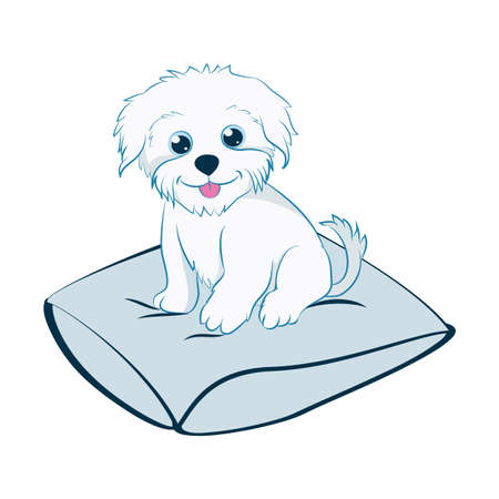 puppy sitting on a pillowのイラスト素材