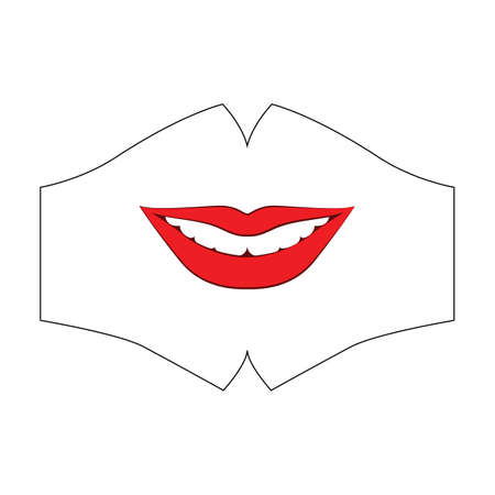 Medical mask with smile lips and teeth printのイラスト素材