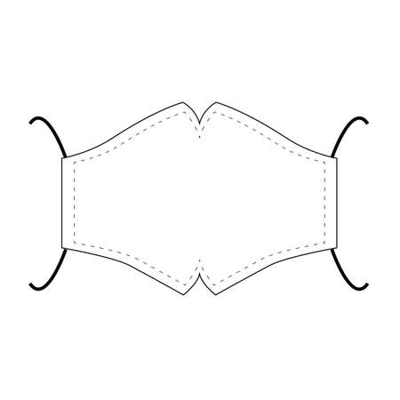 Vector illustration of a medical face mask. Personal protection against viruses. Outline on an isolated background, template for fabricのイラスト素材
