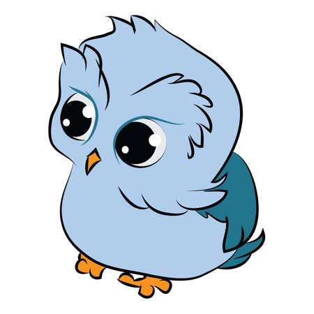 baby blue owl cartoon vector illustrationのイラスト素材