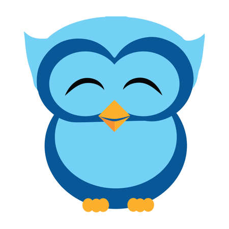 cute blue owl , flat institution vector illustrations. Wise owl iconのイラスト素材