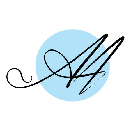 monogram Ah , minimal and abstract alphabet letter AH,A.H and logo signature type monogramのイラスト素材