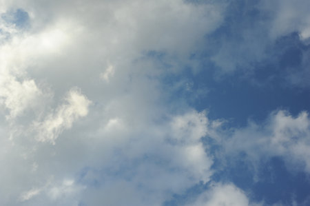 Beautiful white clouds on dark blue sky.の写真素材