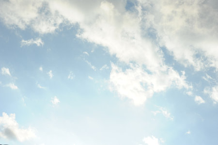 Beautiful white clouds on dark blue sky.の写真素材