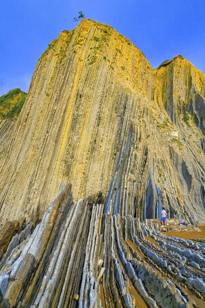 Steeply Tilted Layers of Flysch, Flysch Cliffs, Basque Coast Global Geopark, European Geopark...