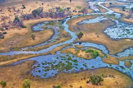 Aerial view, Okavango Delta, Botswana, Africaの写真素材