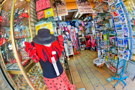 Souvenirs Shop, Street Scene, Seville, Andalucのeditorial素材
