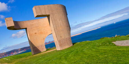 Praise of the Horizon, Elogio del Horizonte, Sculpture by Eduardo Chillida, Cerro de Santa Catalina, GijÃ³n, Asturias, Spain, Europeのeditorial素材