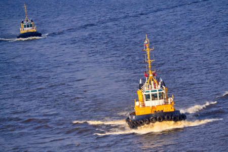 Marine Towboat working at Harborのeditorial素材