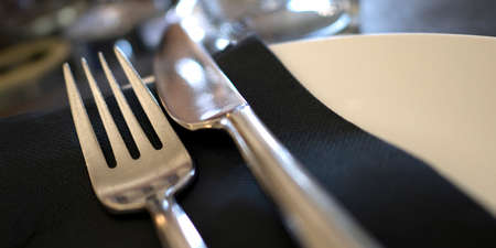 Table Cutlery, Table Setting, Fork and Knife Restaurant Servingの写真素材