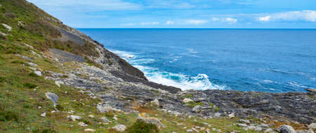 Coastline View, Oyambre Natural Park, Cantabrian Sea, Cantabria, Spain, Europeの写真素材