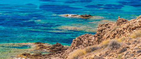 Las Sirenas Reef, Cala de las Sirenas, Cabo de Gata-NÃ­jar Natural Park, UNESCO Biosphere Reserve, Hot Desert Climate Region, AlmerÃ­a, Andalusia, Spain, Europeのeditorial素材