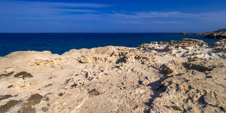 Ancient Fossil Dune, Oolites, Los Escullos, Cabo de Gata-NÃ­jar Natural Park, UNESCO Biosphere Reserve, Hot Desert Climate Region, AlmerÃ­a, Andalusia, Spain, Europeのeditorial素材