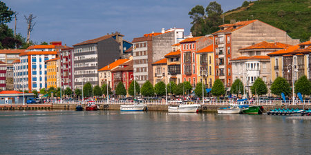 Fishing Port, City View, Ribadesella, Asturias, Spain, Europeの写真素材