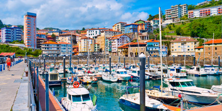 Fishing Port, Mutriku Harbour, Old Town, Mutriku, GuipÃºzcoa, Basque Country, Spain, Europeの写真素材